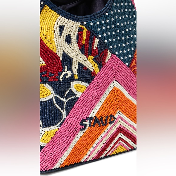 🌺🎉HP🎉🌺 NWT Staud Beaded Cote Bag Patchwork Foulard 🌟Rare Find🌟 - Picture 15 of 16